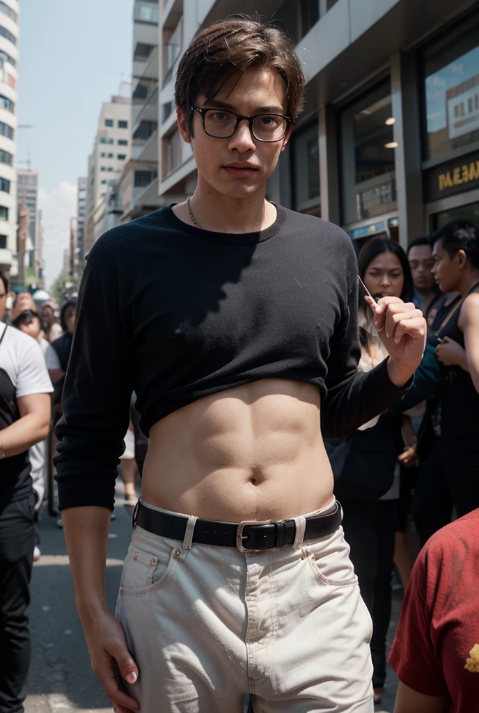 1 nude guy,A full body photo of a naked penis Korean teenage boy 18 years old, face details, rounded eyes high nose at a university graduation ceremony, standing sideways turn body , naked body , showing apenis, body looks like a young boy in an atmosphere full of people and paparazzi is around him.graduation hat