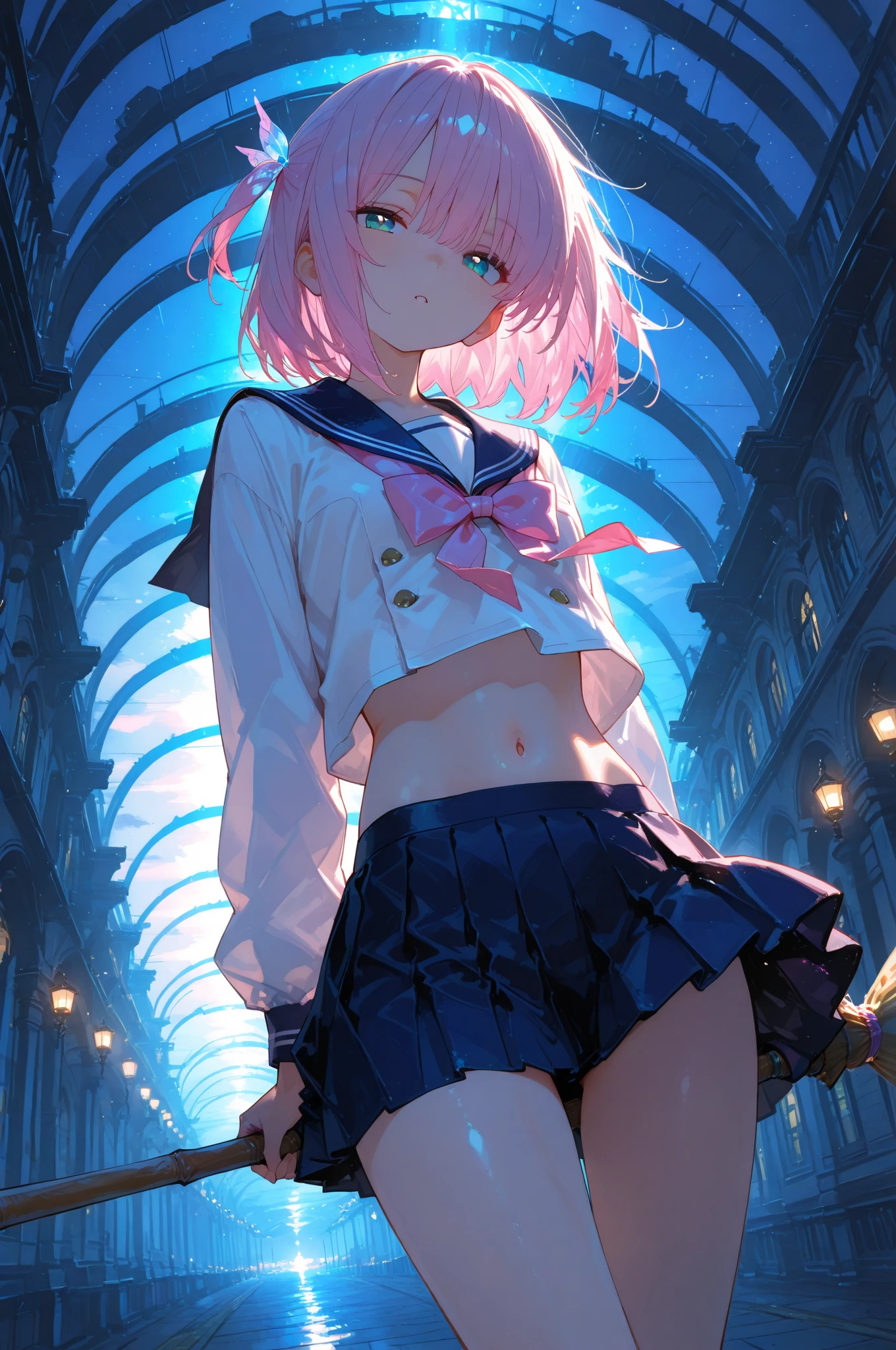(Best quality, 8k, 32k, Masterpiece, UHD,:1.2),RAW, human, 1girl,ultra cute , ultra cute, natural lighting,transparent shining eyes, 20yo, medium breast ,femur, fair complexion , flushed face, sailor suit, playboy rabbit ear, pink hair, short hair, From Behind, Cowboy shot, sailor skirt, show off panties