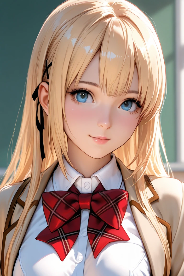 (8k), sharp focus, highres, 1girl, alice, upper body, arisdef, blonde hair, (sash, bow, hair band), Gigantic breasts, dress, (high quality:1.2), (high detail:1.2), (masterpiece:1.2), (extremely detailed:1.2), <lora:alice:0.8>