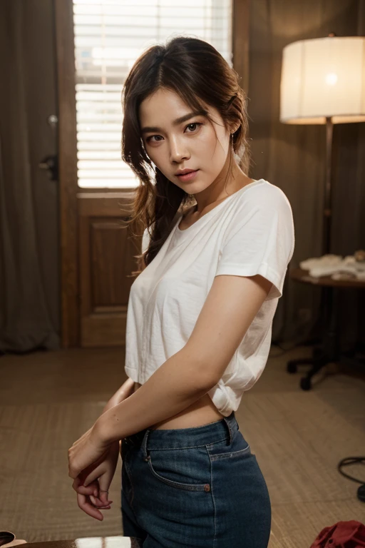 18 years old ((beautiful woman )) writing report in the office of tv station, bob hair, whiteboard, studio lighting, (masterpiece), realistic, (25yr old female), beautiful face, underwears, open buttons, linen mini skirt, nsfw, open chest, open top button, studio lighting, transparent, see through, nsfw, 3 girls. beautiful look, japan european look, beautiful black eyes, perfect anatomy, bob hair, adult princess eyes, 8 life size, 8k resolution, highly detailed, amazing incredibly beautiful 25-something japanese woman , detailed hairstyles art by jean-baptiste monge, arthur rackham, pyle, j.cleyendecker, gurney, tony diterlizzi, peter deseve, bob hair, open all shirt buttons