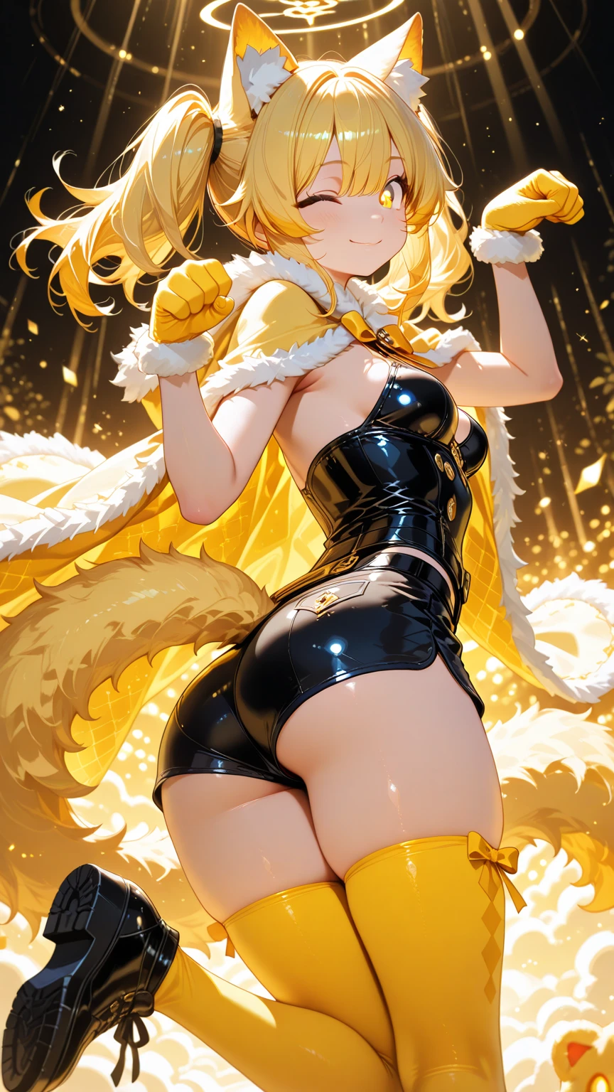 (Bunny girl),(Revealing clothing),Cute little ,Tiny ,Small girl,,Childish face, Very fine clean face,Top quality,Straight Hair,Yellow hair,(Dark Room), Subtle light, Natural light,Soft lighting,Light from directly behind, (Are standing),Front view,Black background