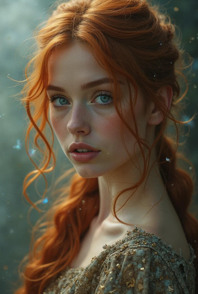 masterpiece, best quality, highest quality, cinematic lighting, (volumetric lighting), extremely detailed CG unity 8k wallpaper, focused, 8k wallpaper, 4k wallpaper, extremely detailed, ultra realistic, photorealistic, sharp focus, absurdres, (HDR:1.2), (high contrast), photograph, detailed and intricate, instagram, portrait, highly detailed, digital painting, artstation, concept art, smooth, sharp focus, illustration, cinematic lighting, Style-Princess, short hair, pony tail hair, redhair, ginger, red, head tilt, tilt, head profile, side profile