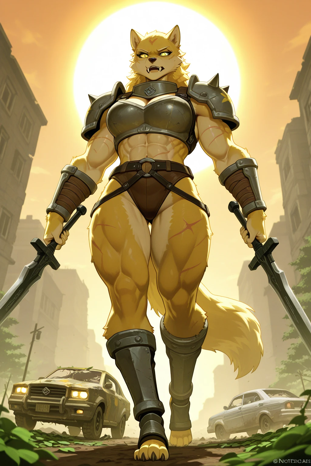 Female, strong centaur body, tall, full body muscles, abs, huge chest, huge hips, extra-long landing ponytail --auto --s2