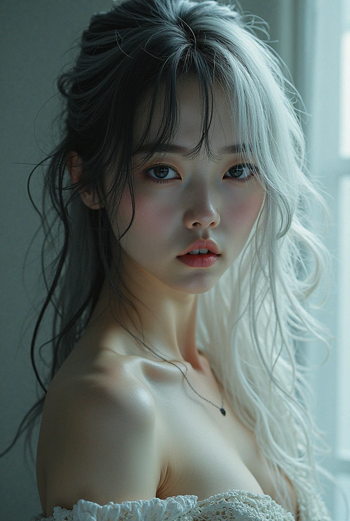 (Browsing Caution:1,4),Mix 4, (8k, RAWphotograph, Highest quality, Tabletop: 1.45), (Realistic, Realistic: 1.37),illumination, night, プロのillumination, photographn mapping, Radio City, Physically Based Rendering, Gradient Brunette, 高品質のphotograph, High resolution, 1080P, (Detailed facial depiction), (Detailed description of the hand), (Delicate CG), Extreme light and shadow, Rich details, (Detailed facial features), (Highest quality), Look in front of you, Highly detailed face, Highly detailed lips,  超High resolution, (truth: 1.4), photograph, 1 Girl, [(sad)],  , Thin limbs, movie, Cool pose, I Cup, Highest qualityな完璧なボディ, photographのような, (1 Girl: 1.3), Perfect balance, (Huge, Perfect breasts, Areola),(Realistic, Realistic:1.37),One Girl, Cowboy Shot,Professional Lighting, Photon Mapping, Radio City, RAWphotograph、(Realistic:1.4)、Octane Rendering、Complex 3D rendering with ultra-detail, Studio Soft Light, Rim Light, Crisp details, Super detailed, Realistic skin texture, detailed aspects, Beautiful details in the eyes, Highly detailed CG Unity 16k wallpaper, Compensate, (Detailed Background:1.2),Highest quality, 超High resolution, Tabletop, One Girl, One Girl,alone, Upper Body,Show Viewer, White Background, Bobcut, short hair, Multicolored Hair, Compensate , Lips parted, Black Lips, eyeliner, Gothic, Goth Girl,((Silver hair color:1.6)),(((Completely naked))),(((nsfw))),((Small breasts:1.4)),(((Completely naked))),(Above the waist),((Black Background:1.4))