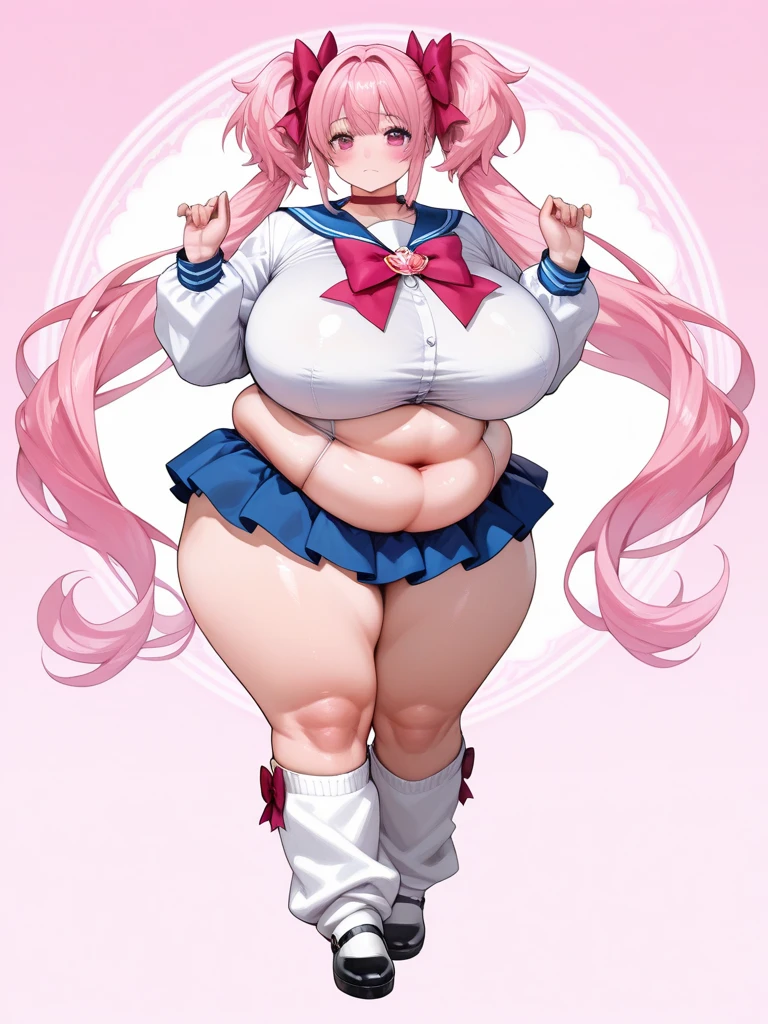 One Girl,Precise five fingers、Two long, precise legs、Long Hair、Knee-high socks、Wide Hips、plump and thick thighs、Huge Ass、Large Breasts, Embarrassed look、Full Body Shot、Sexy pose、bra、panties、White background