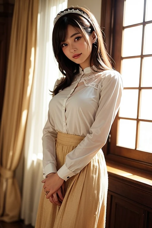 ((sfw: 1.4)), ((sfw, , ruffled skirt, 1 girl)), ultra high resolution, (real: 1.4), RAW photo, highest quality, (photorealistic), focus ,Soft light,((15 years old)),((Japanese)),(((Young face))),(Surface),(Depth of field),Masterpiece,(Photoreal),Woman,Bangs,( (1 girl)