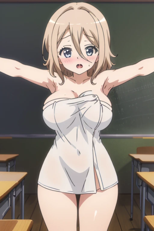 <lora:lambda:0.4>, best quality, ultra fine, BREAK,  <lora:kirino:1>, kirino kousaka,  <lora:covering-finger-wasabiya:1.2> , coverf, topless, classroom,