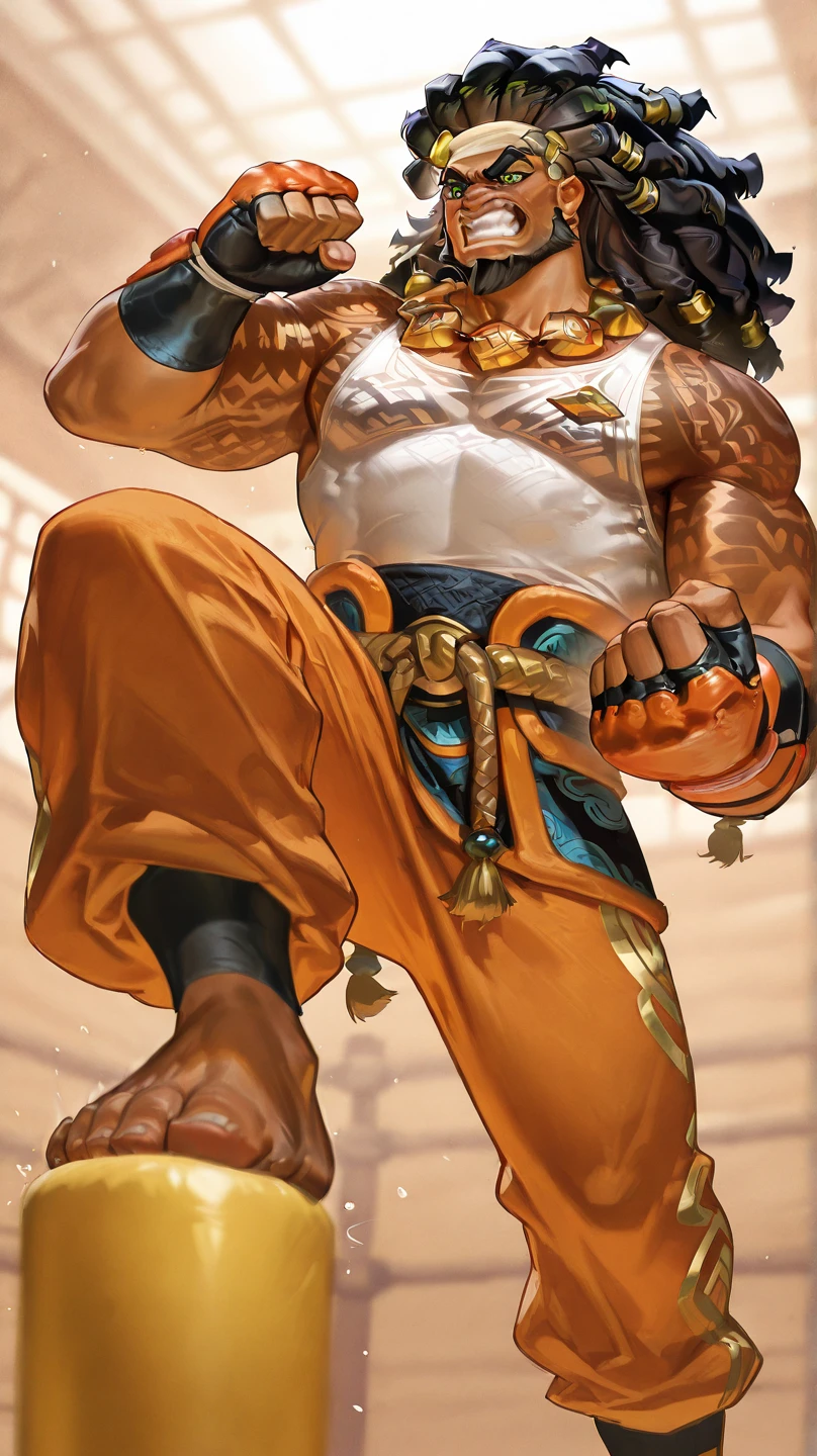 by null-ghost,by bna v5, by canyne khai, by milkytiger1145,masterpiece, high quality, absurd res, digital painting \(artwork\). soft lighting,kemono,bandage wrist, bandage shorts,presenting armpit,
detailed eyes, volumetric lighting, amazing, finely detail,dragon garr,wing,necklace,red_horn,yellow body,pecs, abes,nude, muscle ,smile, straight-on,legs,feet