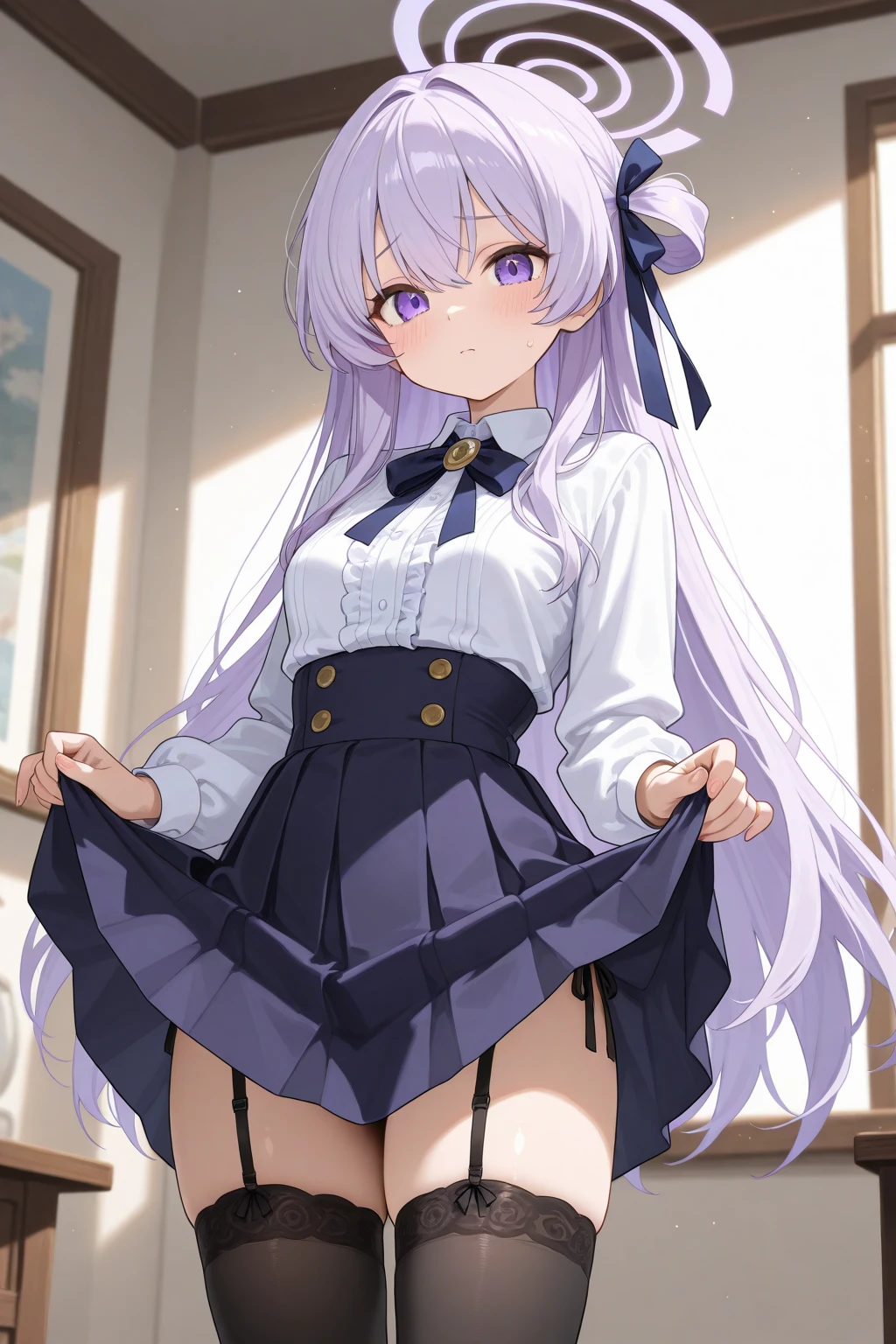 8K、masterpiece、Japanese、Woman wearing glasses、Neon(nod)、from the front、smile、Childish、Small breasts、See-through underwear、night、Bedroom、Show your underwear、mini skirt