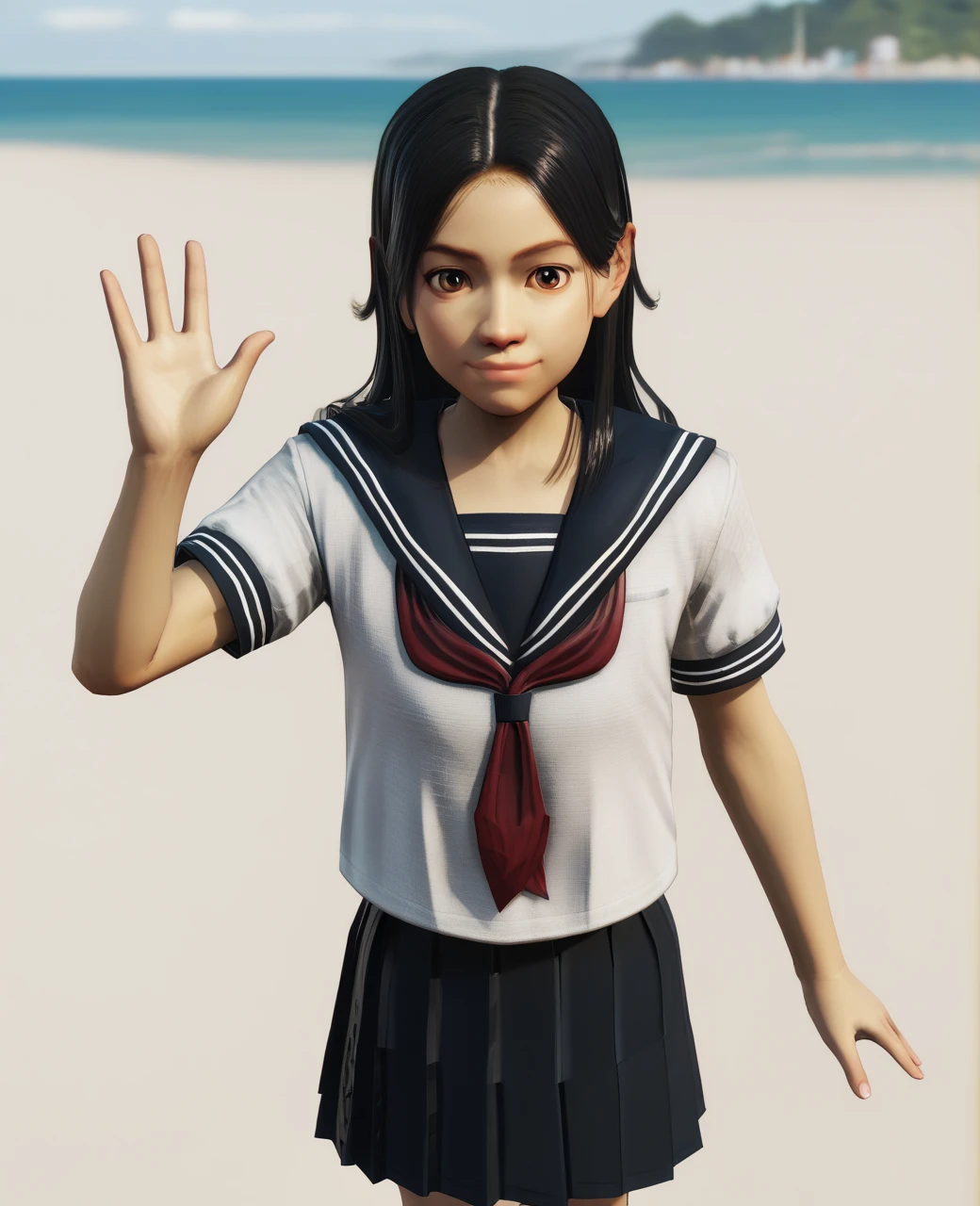 (highest quality), big head, (1 asian girl, with huge breasts:1.5)
