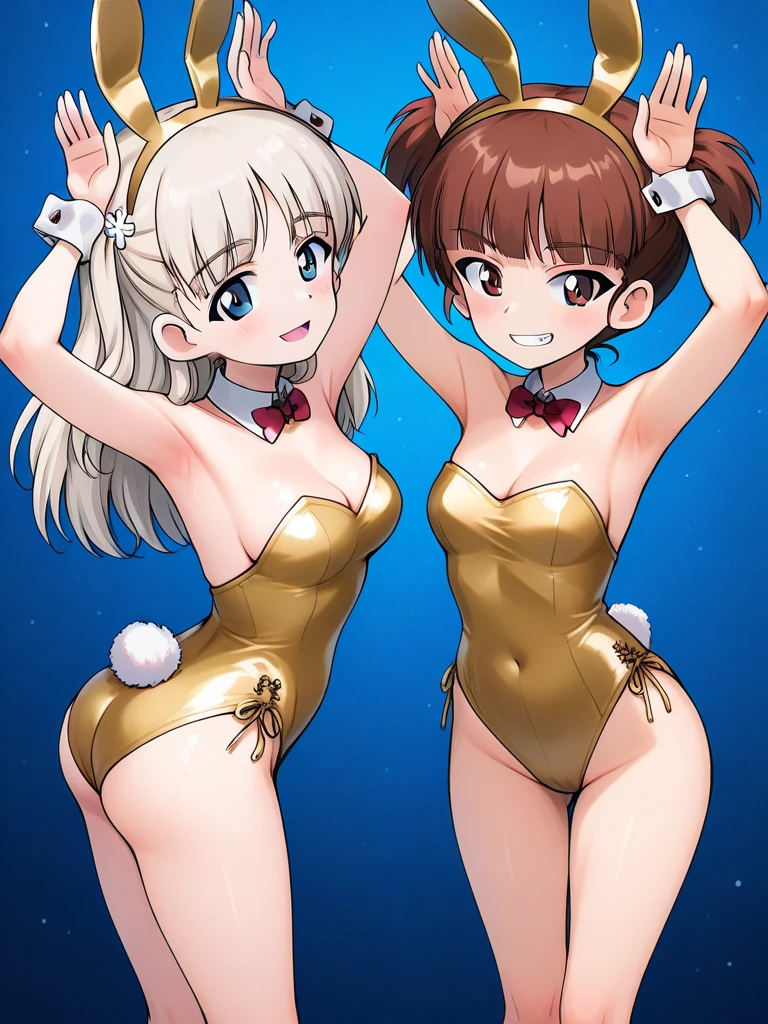 (Tabletop, Highest quality:1.2), nsfw, big penis, Cowboy Shot, alone, 1 little boy, Yellow leotard、One side up、The background is wrestling、Look forward