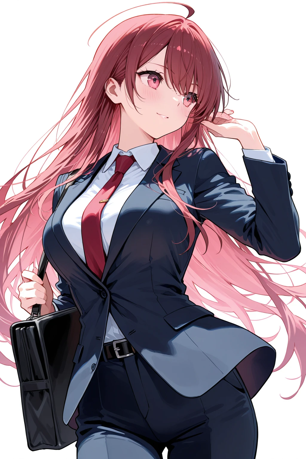 1 girl, Selene, Skirt, school_uniform, Tie, Twin tails, Long hair, Jacket, Blazer, Indoors, School, Pink hair, Gradient hair,Panties from back from front,Sit-in,