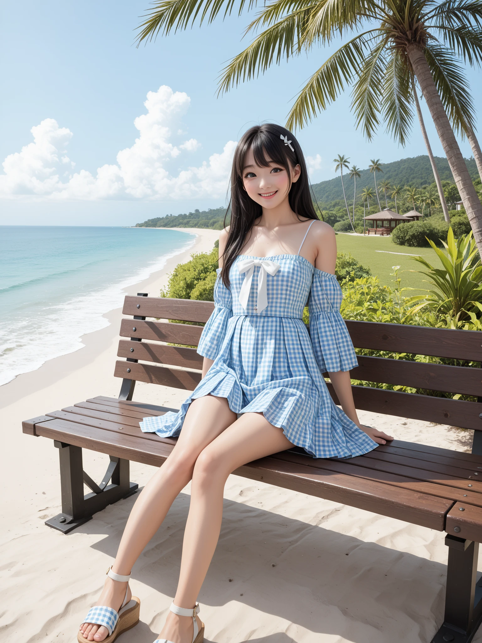 highest quality、High resolution、Very detailed、masterpiece、(Live Shooting:1.5)、Genuine:1.5、photoGenuineistic:1.5、Very delicate and beautiful、Fine details、1 female、(so beautiful)、(Beautiful Face:1.5)、(Brown Hair)、(sitting on a slide in the park:1.3)、(Spread your legs:1.2)、(Showing white panties:1.1)、(Checkered dress and short skirt)、(Clothes)、(Children playing:1.2)、(At S.F.W.)