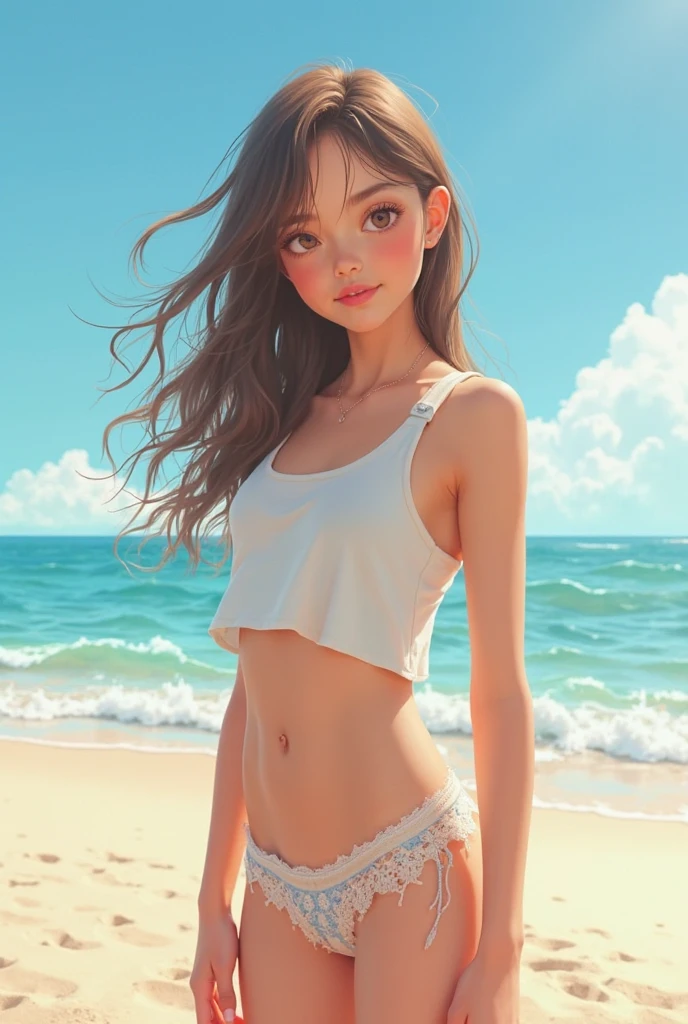 (((Jesus Cristo))), Mais alta qualidade, 4k altamente detalhado realista, ((corpo inteiro)), obra-prima, (Child on the beach), (retrato de corpo inteiro, rosto perfeito, olhos bonitos, vivid details, (pele muito detalhada), highlight lighting (luz de fundo: 0,5), profundidade de campo, iPhone10, lente de 50mm, abertura f/4, (super detalhes), foco nítido, cores suaves, 8k, deliberado, 8mm film grain, shooting from angle