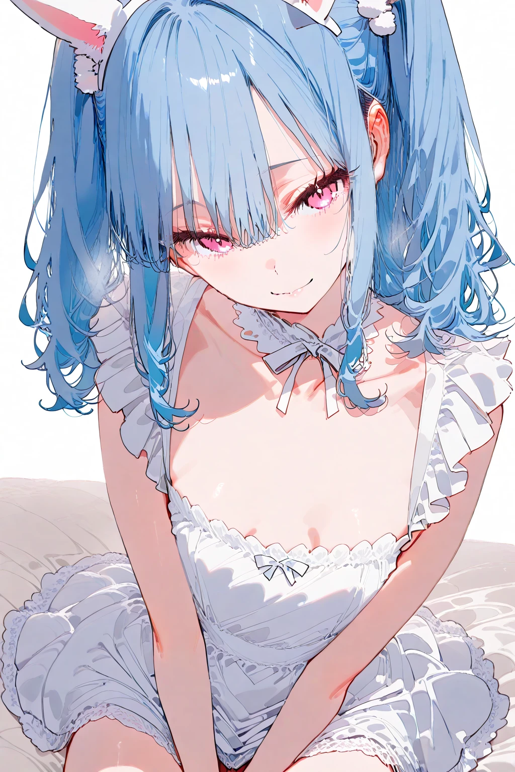 NSFW,masterpiece,Highest quality,High resolution,Super detailed,Roxy Migurdia\(Mushoku Tensei ~If you go to another world, you'll get serious~\),Small breasts,Blue Eyes,Blue Hair,Long Hair,Braid,Twin Blade,(High-quality sexy maid outfit),Iron Collar,Embarrassed,excited,Estrus,blush,smile,Sweat,orgasm,Climax,(Squirting),heart,Luxurious Room,With legs apart