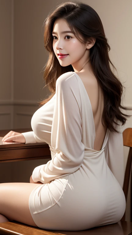 ((top quality、8k、​Masterpiece:1.3))、Extremely delicate and beautiful girl，huge breasts，bigger breasts，Very white skin，fiery red lips，Waist is very thin，Thighs are very thin，White and smooth skin，Smooth and fair skin，flawless skin，Fair and shiny skin，cold white skin，The camera focuses on the chest，hazy light rays，hazy light rays，There is a pair of huge white wings on the back，blurred white background，Long white dress，light blonde hair，The hair is light blonde，Angels come