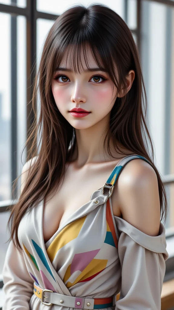 (One Girl:1.3), Cinematic Light, (Tabletop, highest quality, highest quality, beautifully、aesthetic:1.3), Very detailed,Best details,(Very detailed),, From above,(( Lying in bed)), alone, chest, Silky long hair, (Brown Hair), Roses were scattered in the flowerbed., ((suit)), ((shirt)), Open chest,Big chest,Accurate finger drawing,Anatomically correct hand