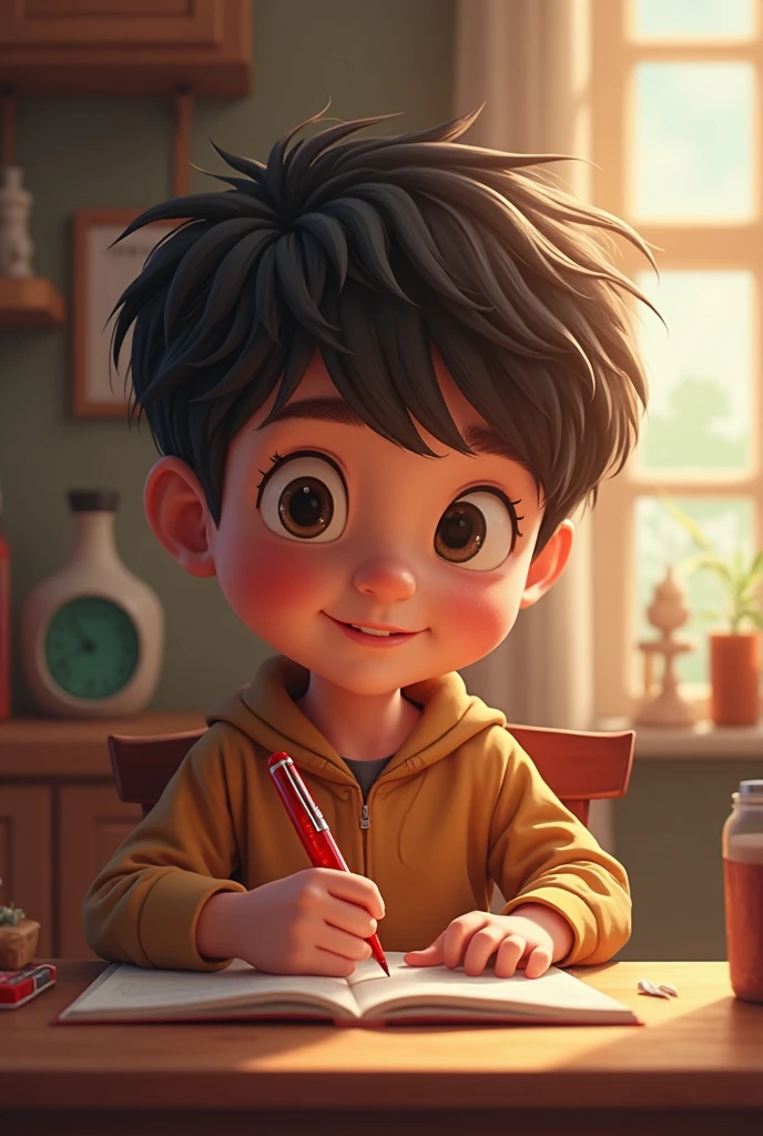A boy with a dream of becoming an architectural designer oil drawing  must be cute