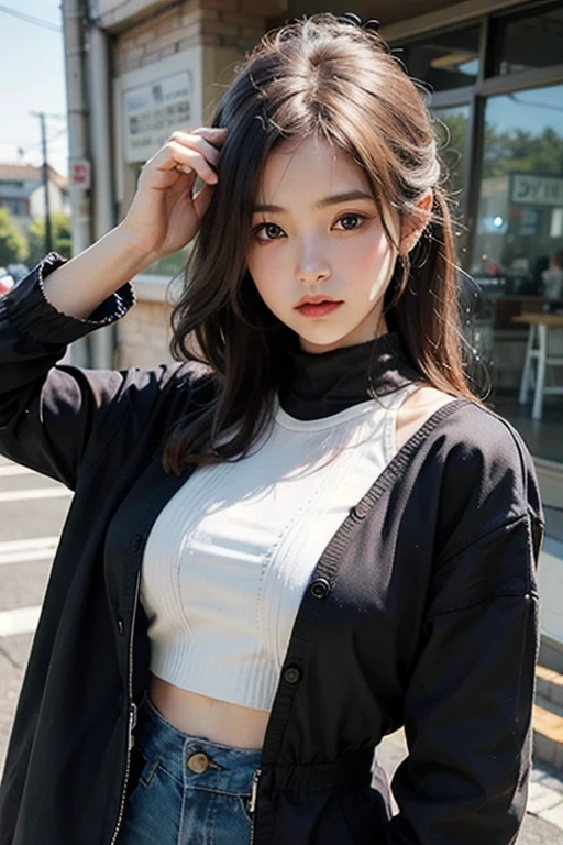 30years, role model, slickedback hair, breasts and bcta , in clothing Travels frequently for jobs around the world, exploring new cultures and fashion trends