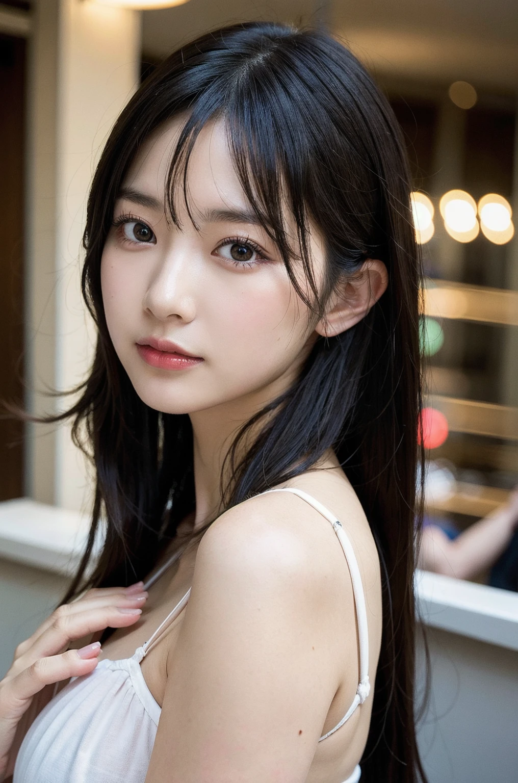Japanese women, Light brown hair, (Hair style tied back:1.1), super detailed lingerie、medium breast, Ultra Fine Face, great writing、Thin face, Delicate lips, (Beautiful Eyes:1.5), ((embarrassed:1.3)), Embarrassed and blushing, Looking up at the camera、First Person View,  8k, Super Detail, high quality, 最high quality, High resolution, nsfw、Masterpiece