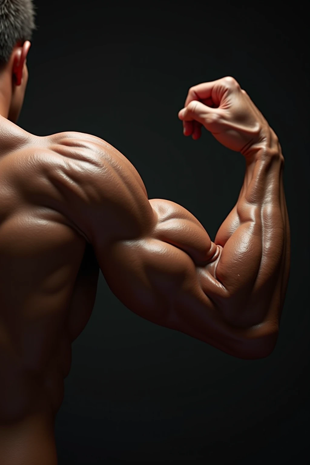 Flexing muscular forarms
Show only forarms