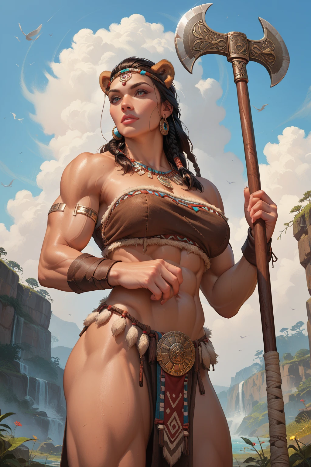 (beautiful face: 2), 25-year-old nordic woman face, thick muscular neck, matching neck, matching trapezius muscles, matching hair, slight smirk, neutral stare, purple and calypso eyes