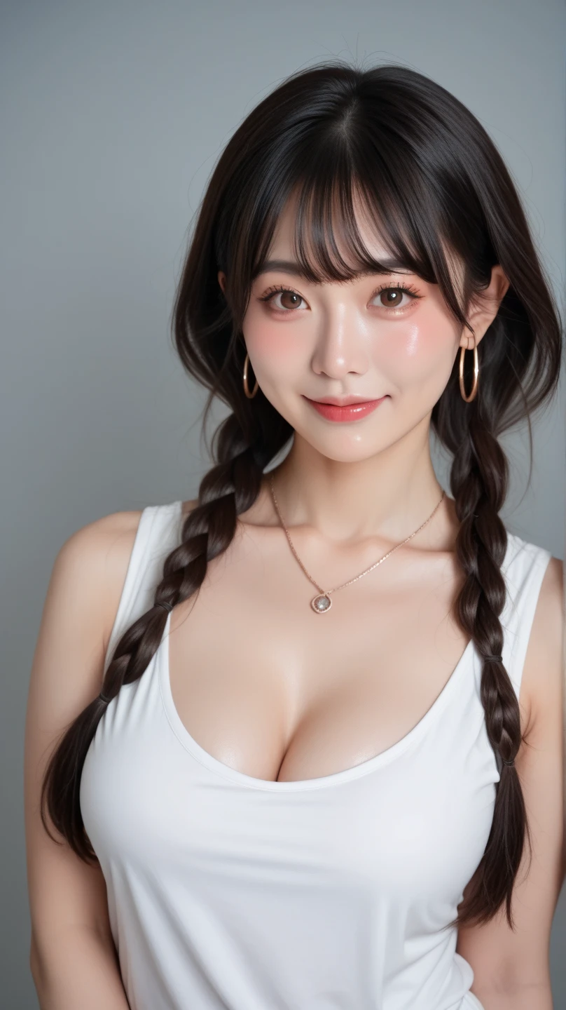 21yo girl, blue hair, (twintail Hair). Cute smile,Wearing orange oversize t-shirt,, show shoulders, cleavage, show big thigh, Ultra Gigantic breasts:1.6 ,hands holding breasts,plumpy body, standing pose , sitting on bath thub