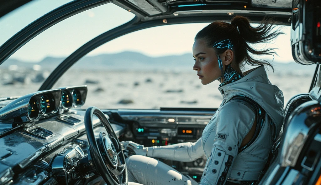 ((moody gloomy dramatic futuristic blade runner flying car interior)), (((cockpit dimly lit by thin orange emergency edge lighting, control surfaces and windows))), ((pale tough looking 3girls bounty hunter wearing form fitting futuristic, industrial, cyberpunk armor suit))), (((no helmet))), ((with thin mic and earpiece with eye reticle)), ((medium length wavy pink hair)), ((sitting back reclined in cockpit)), (((joystick in hand)), ((glowing instruments, displays, buttons, and control panels on all sides)), ((rain outside of the windows looking across a grey stormy, moody sky, with foreboding industrial landscape lit up at night)) ((nighttime)), (dark), ((magical atmosphere)), ((wide screen)), wallpaper 8k, HDR, ((shiny grey control surfaces)), (raytracing), (subsurface scattering), (diffused soft lighting), shallow depth of field, by (Oliver Wetter), ((sharp focus bokeh)), dirt, dust, ((night)), dramatic, paintings, twilight, muted colors, (neutral realistic colors), neutral colors, night, ((good anatomy)), ((good proportions)), ((perfect skin)), ((good architecture)), ((intricate details)),