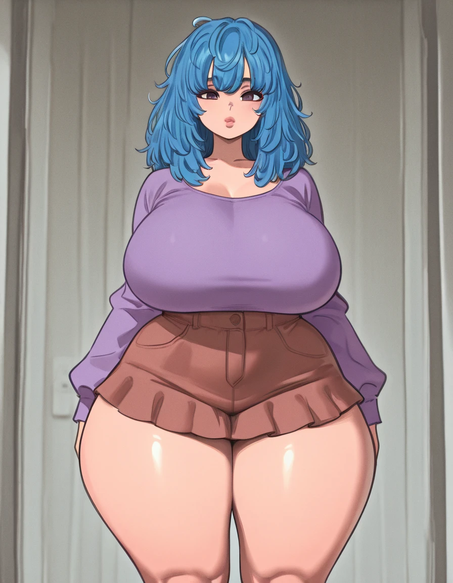 score_8_up, score_7_up, score_6_up, score_5_up, score_4_up, anime screenshot
1girl, manyakis, nicole watterson, animal ears, ponytail, blue hair, red eyes, facial mark, full body, bed, huge swollen breasts, very thick round thighs, very big thighs, plump thighs, plump butt, tall milf (9'8 feet tall), 42 years old milf, bulging belly, fit upper body, naked body, naked breasts, swinging hips