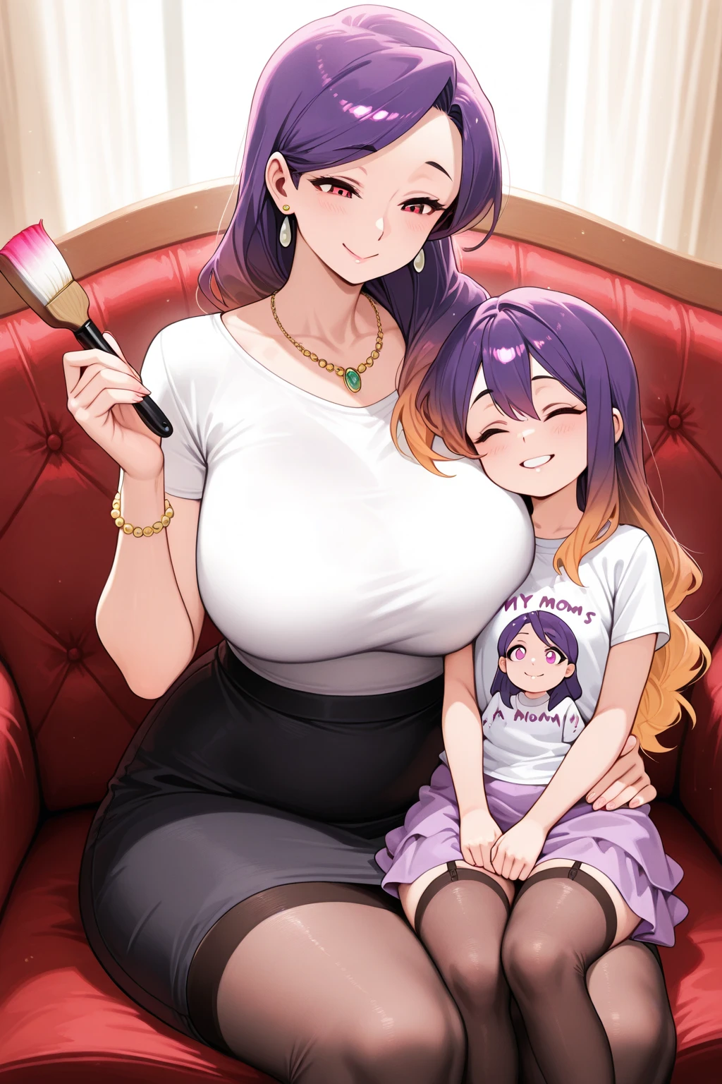 Familia de madre, Father and little daughter having sex, parte inferior desnuda,A shy girl),cara roja,boca ligeramente abierta,cum en facial