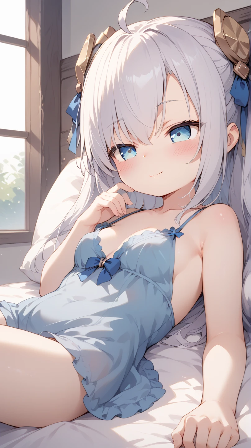 (high resolution), (The best resources), (high quality), (masterpiece), 1 plump girl, Asuna, blue eyes, long gray hair, halo, hair covering one eye, very long hair, light brown hair, (, Cracked Contrast Glue High Socks, Red latex, praying hands logo, looking at the audience, 8K HD RTX, Delicate finger detailing,Obscenity exposed,slim figure,Smile