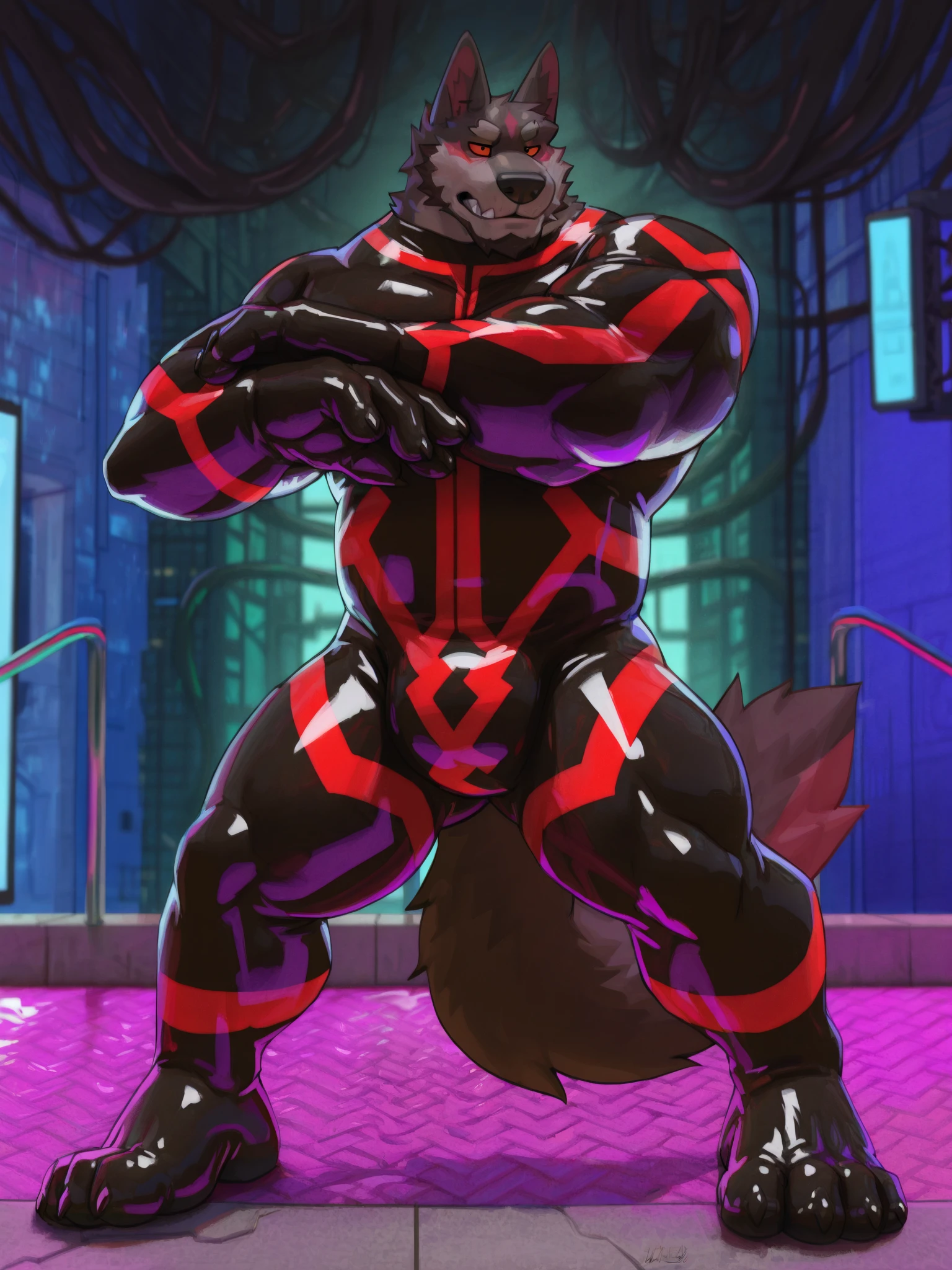 Wolf Man bodystocking  figh
