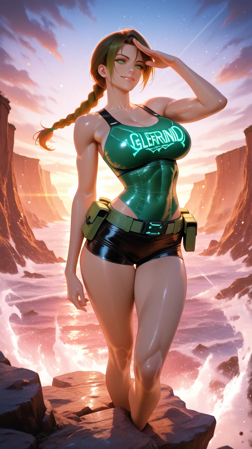 Melhor qualidade:1.5,Dexter's seductive mother, She's wearing bikini socado, enfatizando suas curvas gigantescas. Her red lips and piercing green eyes captivate. Com movimentos calculados, Com um sorriso malicioso,ela baixa o tronco para baixo, deixa a parte inferior parada,suas pernas separadas, separation of the legs,thigh abduction,cameltoe:1.5,She squeezes her buttocks. O raio solar iluminar suas curvas e destaca seu quadril gigantesco,seios gigantescos:1.5,gigantomastia,macromastia,cintura fina:1.5,virilha,quadril gigantesco,coxas grossas:1.5,destacando suas curvas esculpidas. Ela olha diretamente para o espectador,back viewer,The setting She's on a beach
