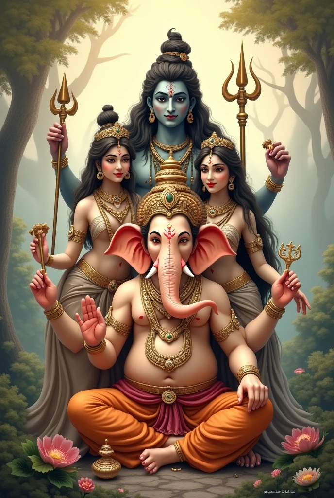 Shiv parivar realastic photo more spiritual havi dressers and mukut