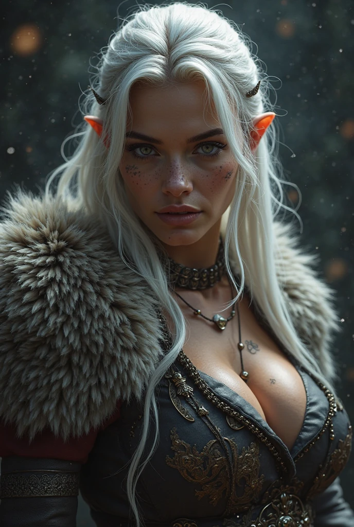 BEAUTIFUL ELF,fully body, (evil expression),(elf ear)short, bodycon dress,pulling a huge wolf by the chain(furry wolf bigger than the elf}(fantasy illustration),(high qualiy)(refined details)