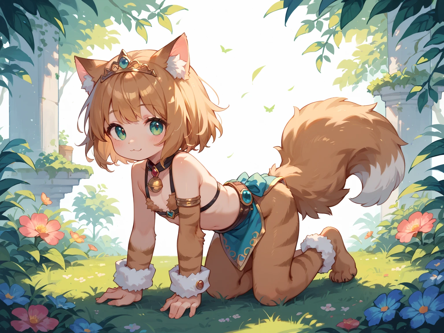 HDR, Excellent quality, 1. Slug Girl, in armor, white transparent body, transparent skin, translucent body, Foxtail, short tail, One Tail, with a beautiful face, ssmile, woods
