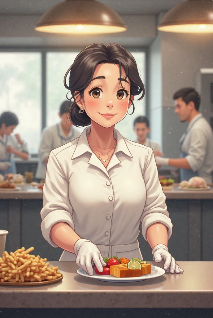 A nurse brought food for six other nurses to eat.
