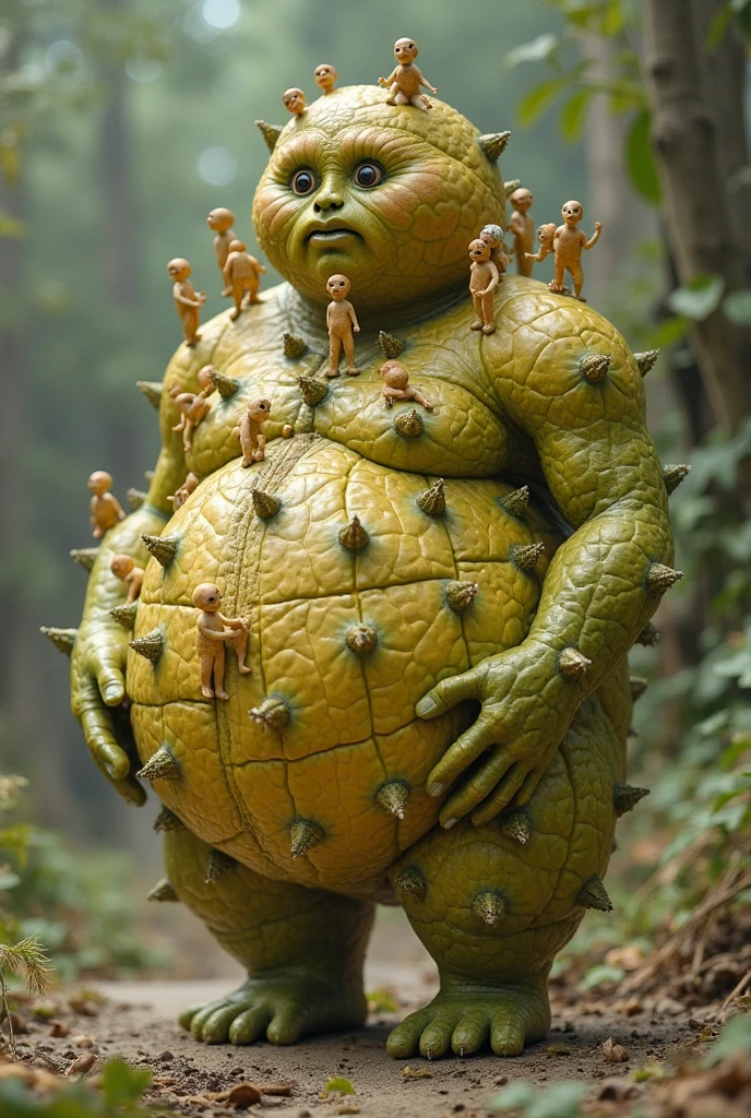 Ramba being transformed into a lifeless stone, her vibrant form fading into cold rock, in a lush garden."