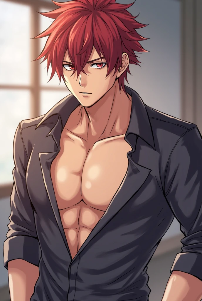 Handsome Man boobs erection ejaculation Sex Red hair anime