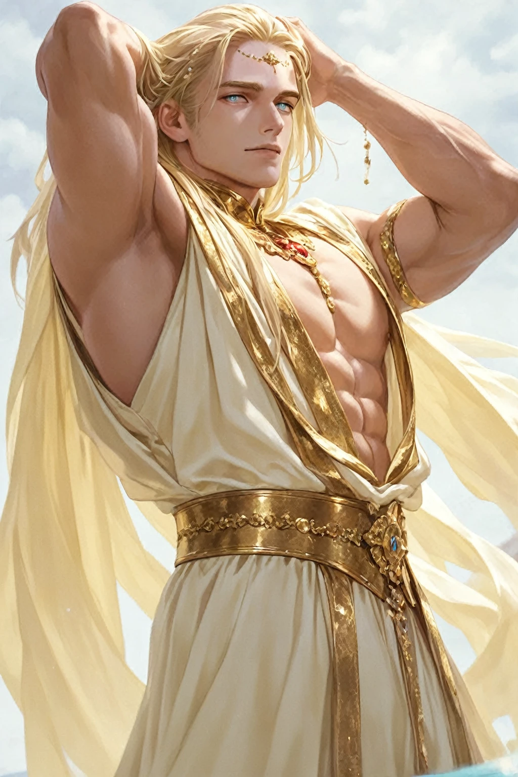 um retrato de(( um homem belo como os Deuses )) com barba, ((peitoral forte e largo)), pernas fortes e musculosasin high definition, em 8K de ((um homem)) de 18 anos, (( Homem)), Deus do Mar, Deus do Oceano, Luthien, arte de deus, Deus da mitologia grega, Deus da Lua, Deus do amor e da paz, deus bonito, Mitologia do Deus da Terra, o deus Eros, Um retrato impressionante de um deus, Frank Kelly Freas, Estilo Karol Bak, ((beautiful face)), Ultra Definition, melhor qualidade, 32k ultra , Ultra HD
