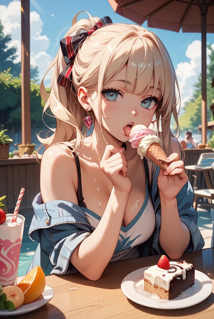 18 year old beautiful girl, masterpiece, highest quality, 8K animation, fine fingers, precise fingers, It's not an unnatural hand, figure, 1 girl, alone, long black straight hair, look at the viewer:1.2, ice lolly, Open your mouth and suck, Lustrous lips, Focus on lips, face up shot