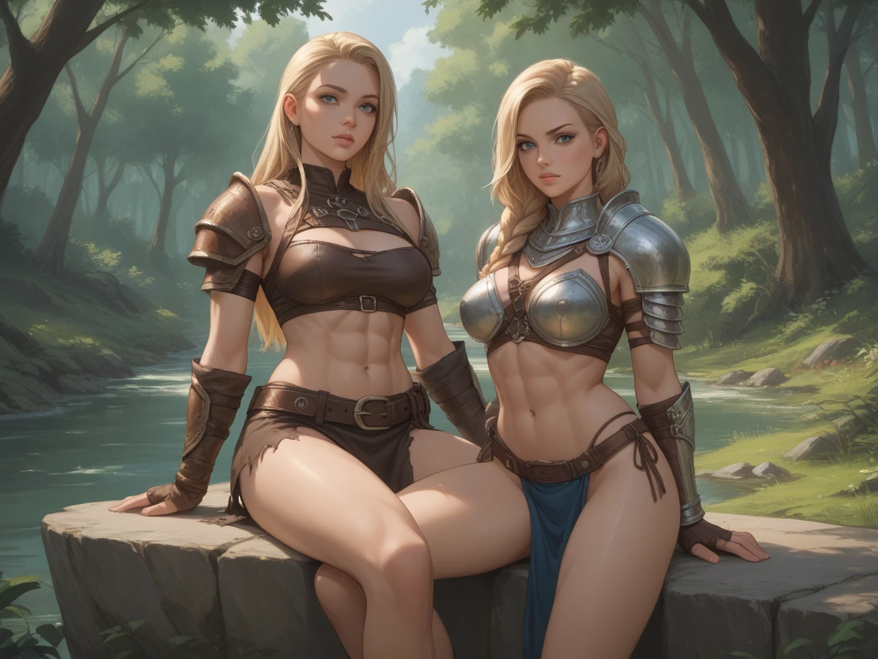 One female warrior in a golden bikini armor {green eyes, blond hair, fair skin, amazingly gorgeous beauty, strict and determined look, tall and slender +, abs, long perfect legs, she wears golden bikini armor++, she has a sheathed sword hanging at her waist, ultra-accurate and ultra-precise hand depictions, highly detailed RAW color photos, dynamic poses, ( detailed skin), (detailed eyes), (detailed face), detailed eyes}, the background is a medieval village +, only a few poor houses can be seen in a deserted village, you can see the forest and mountains in the distance, it is an evening scene, the sunset sky is flying crows, magnificent fantasy art, photorealistic, ultra high quality, ultra high detail, masterpiece, 4K, 8K, HDR, very high detail, Art Station Trends, Highly Detailed ArtGerm, Deviant Art Station CGSCOSIETY, Art Station Masterpiece, Chromatic Aberration, Depth of Field, Soft Lighting, Masterpiece, Top Quality, Complex, (Lens Flare: 0.7), (Bloom: 0.7), Particle Effects, Ray Tracing, Tone Mapping, Very Detailed, Concept Art, Smooth and sharp focus, dramatic lighting, highly detailed artwork, cinematic, ultra-realistic paintings, trending in Artstation, 8K, incredible shadows, realistic, (highly detailed background: 1.2)