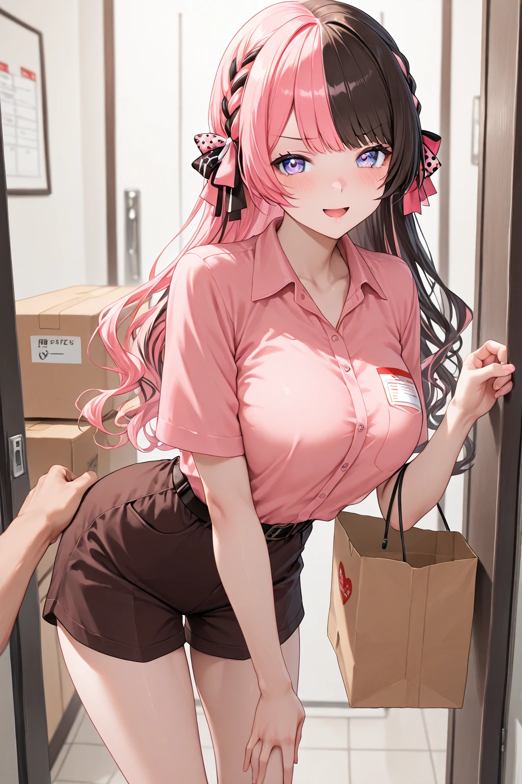 mature female, carried breast rest, delivery, box, angry, blush,
<lora:carried-breast-rest-07:0.8>