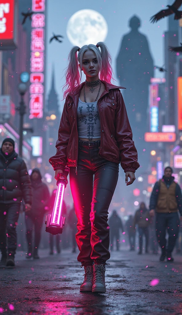 Neon Vixen
* Appearance: All-pink attire, sleek and sophisticated appearance.
* Character: Confident, ambitious, and a skilled businesswoman.
* Abilities: Enhanced strength and agility. Can emit neon energy blasts.