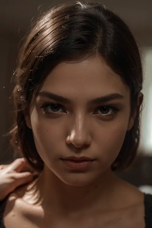 a chiaroscuro portrait of a beautiful young woman, full body, detailed eyes, detailed lips, extremely detailed face, long eyelashes, porcelain skin, elegant dress, dramatic lighting, cinematic composition, warm color palette, oil painting, award-winning, (best quality,4k,8k,highres,masterpiece:1.2),ultra-detailed,(realistic,photorealistic,photo-realistic:1.37)