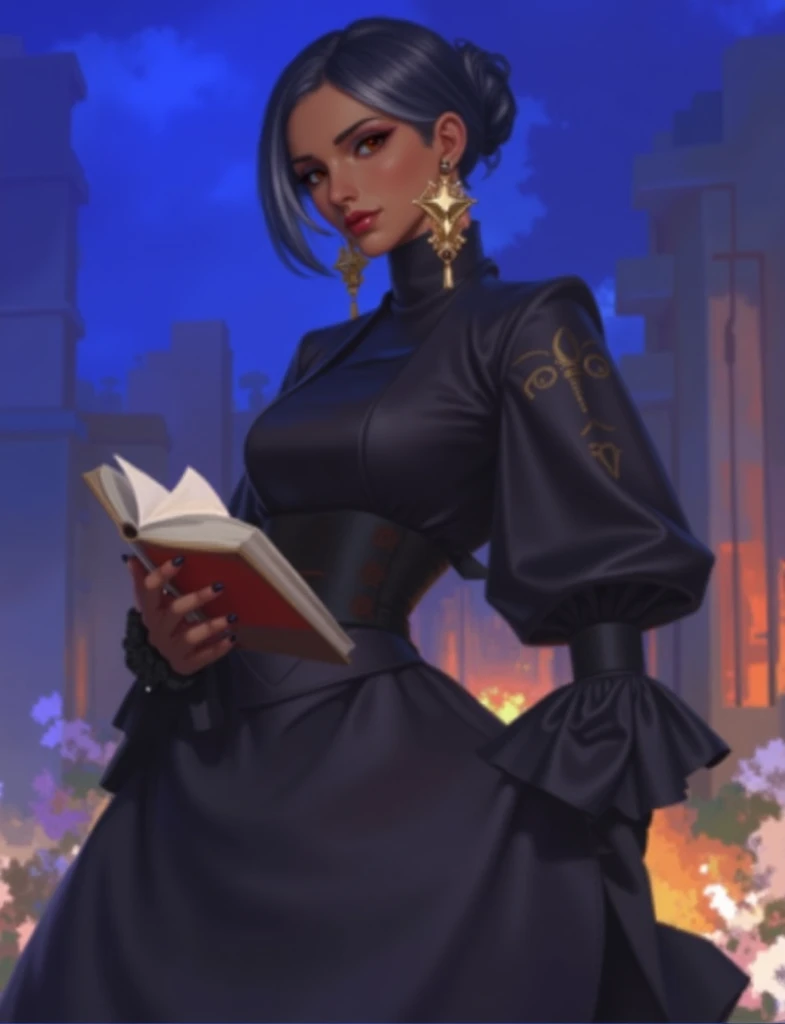 cmodel, digital illustration, full body, streetwear, young African American female, skinny, (midriff:1.3), city background, cinematic lighting, bloom, smooth, dof, (detailed eyes and face, masterpiece, best quality, high detail, high quality:1.3)
