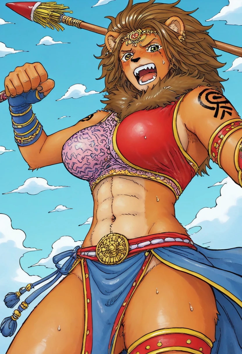 masterpiece, 1girl, ((portrait shot)), detild red eyes:1.5, pupil, nose, Bronze hair, two-tone hair, eyeliner, closed mouth, chubby, huge sagging breasts, looking at viewer, long hair, bikini, background: Endless sand dunes, solo, upper body, <lora:Elitenappa Style V5:1>
