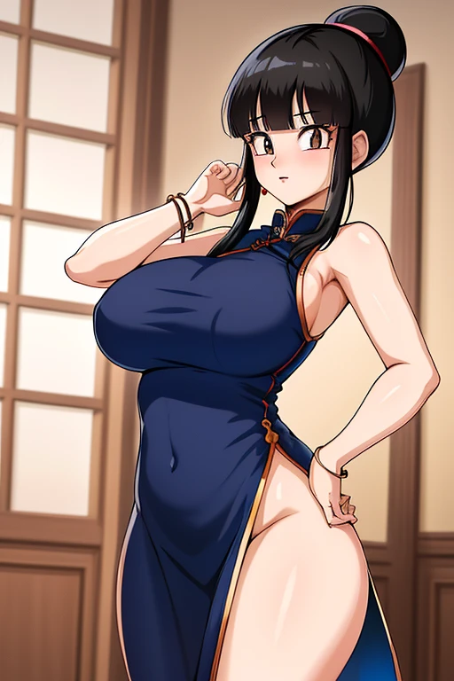 Japan Student Swimsuit, navy blue, One Piece Swimsuit, A dark-haired, huge tit, nudde, Black stockings, nsfw, femele
