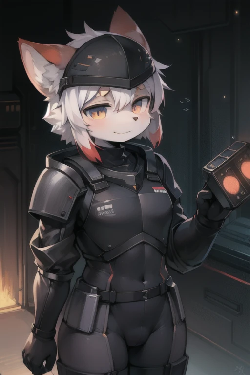 a sexy elite girl, beautiful, tall, wavy light blue hair, short cut, short forehead, her soft green eye, purple eyelashes, she wears a robotic metallic top, a military ship's aerial suit and pants, a gray military aerial suit's armor, black gloves, her hand, her back, her elite wing position.