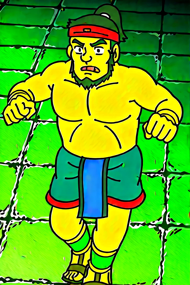 points_9, points_8_go up , points_7_go up , points_6_go up , Perfect Anatomy, perfect proportions, best quality, Masterpiece, cao_ resolution , cao quality, best aesthetics, Extremely absurd , caores, extremely detailed, large file size, single men,   adult  ,   ears , masculine, handsome, charming,  seductive, stand, go up per body, angular black skirt, cowboy style shot, perfect face, source _anime \(doraemon : Nobita and the Legend of the Sun King\), Anime coloring \(doraemon : Nobita and the Legend of the Sun King\), Ishmal, DMishmal, black hair, short hair, ponytail,  Black eyes , long hair , bearded headband,  beard jaw , Ishmal_costume 01, Mayan clothing, shirtless .  topless, (Mayan wrap dress, blue skirt, men's skirt, hip fabric, Maya zombie fabric), bracelets, BLUE FOOT STRAP, Maya Footwear, outdoor, Mayan architecture, (olds, wrinkle),  to reveal belly , Bulky,  dad body ,  dark skin  ,  seriously, fighting pose, holding love, love